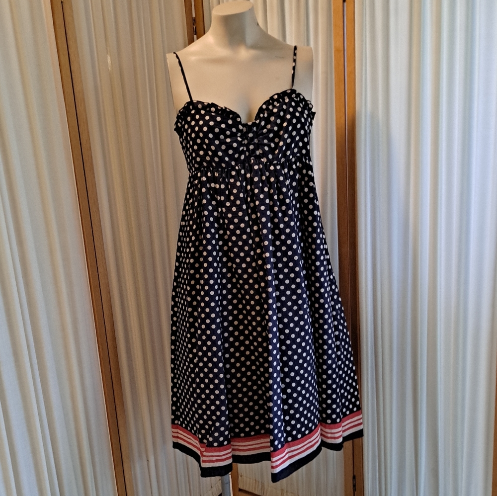 xxi lined red/white/blue polka dot dress